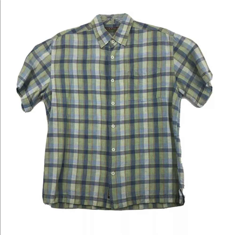 Cubavera Mens Shirt L Short Sleeve Linen Blend